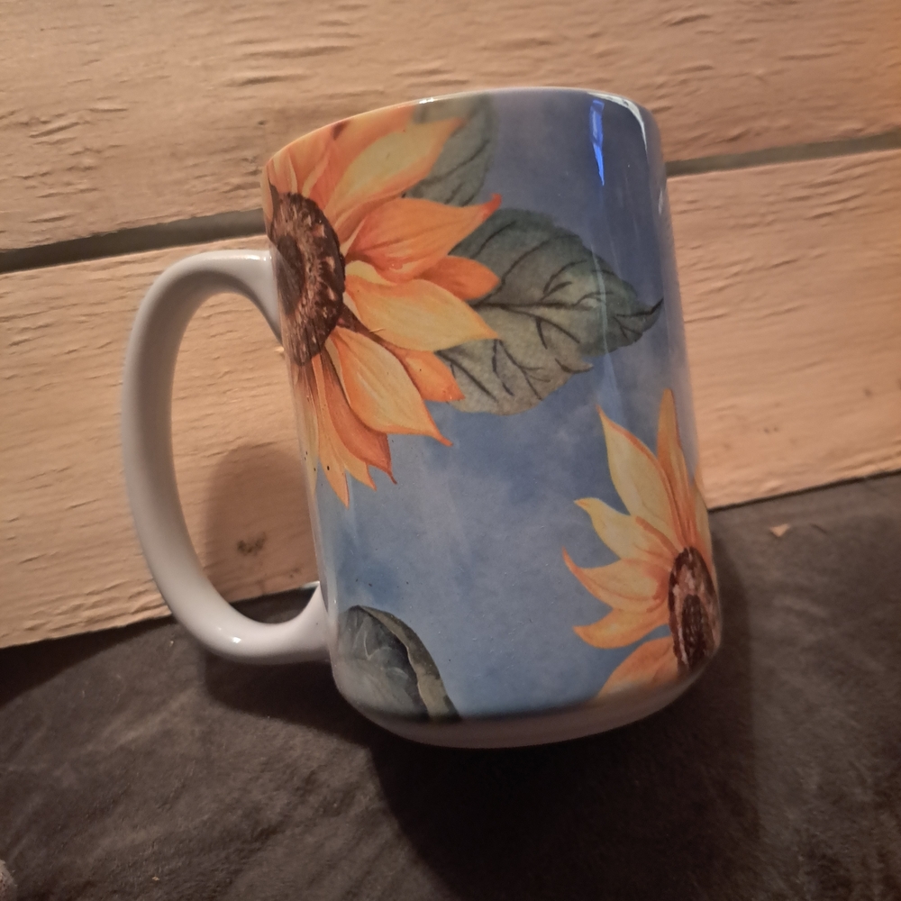 Sunflower Ceramic Mug - Blue and Yellow